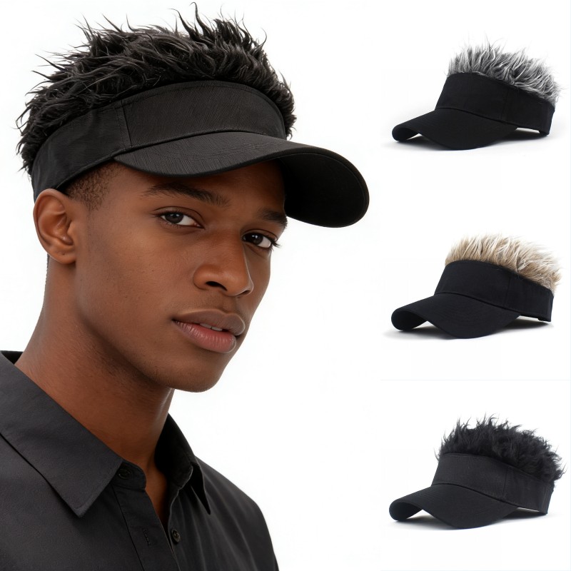 Visor Sun Hat - Mannen Vrouwen Synthetische Spiked Pruik Haar