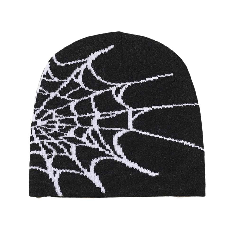 Beanie Cuffed Knit - Gotische mutsen met zacht spinnenwebpatroon, warme